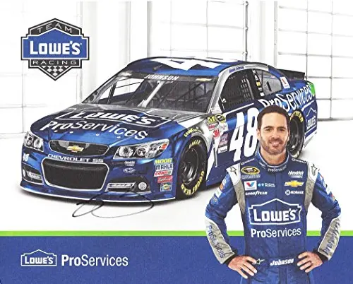 Autographed 2015 Jimmie Johnson #48 Lowes Pro Services Racing (Hendrick Motorsports) Signed Picture 8X10 Nascar Hero Card With Coa 1