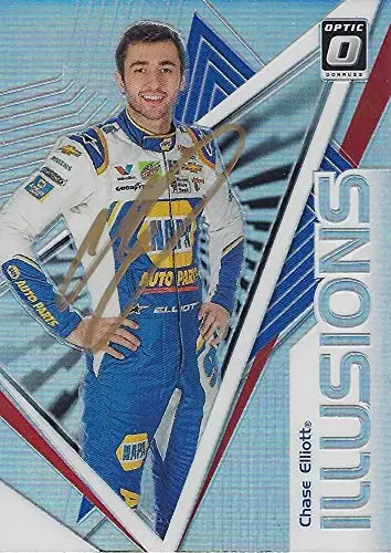 Autographed Chase Elliott 2020 Panini Donruss Racing Illusions (#9 Napa Driver) Hendrick Motorsports Insert Signed Collectible Nascar Trading Card With Coa 1