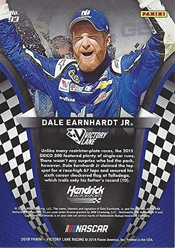 Autographed Dale Earnhardt Jr. 2018 Panini Victory Lane Racing Past Winners (2015 Talladega Win) Hendrick Motorsports Signed Nascar Collectible Trading Card With Coa 2