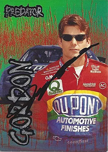Autographed Jeff Gordon 1997 Wheels Racing Predator (#24 Dupont Rainbow Warrior Team) Hendrick Motorsports Vintage Signed Collectible Nascar Trading Card With Coa 1