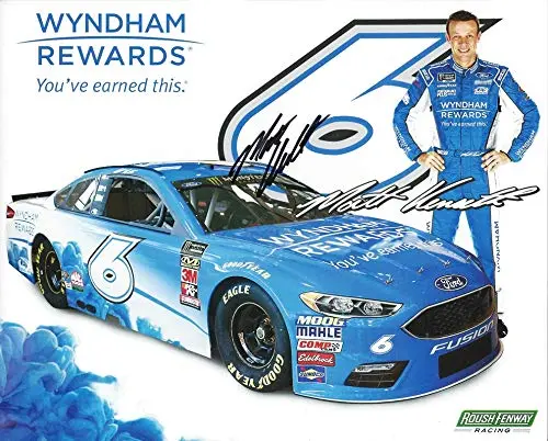 Autographed 2018 Matt Kenseth #6 Wyndham Rewards Ford Fusion Team (Roush Fenway Racing) Monster Energy Cup Series Signed Collectible Picture Nascar 8X10 Inch Hero Card Photo With Coa 1