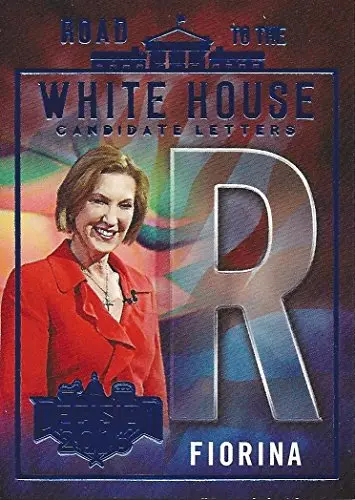 Carly Fiorina 2016 Leaf Decision Road To The White House Candidate Letters (Letter R) Blue Parallel Insert Relic Collectible Trading Card 1
