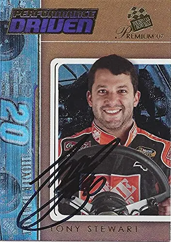 Autographed Tony Stewart 2007 Press Pass Premium Performance Driven (#20 Home Depot Team) Joe Gibbs Racing Rare Insert Signed Nascar Collectible Trading Card With Coa 1