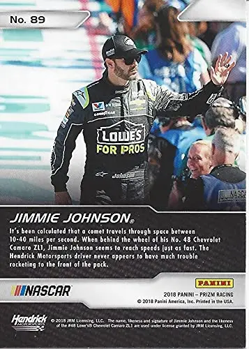 Autographed Jimmie Johnson 2018 Panini Prizm Racing Explosion (#48 Lowes Team) Hendrick Motorsports Signed Nascar Collectible Trading Card With Coa 2