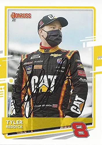 Autographed Tyler Reddick 2021 Panini Donruss (#8 Caterpillar Team) Richard Childress Racing Nascar Cup Series Signed Collectible Trading Card With Coa 1
