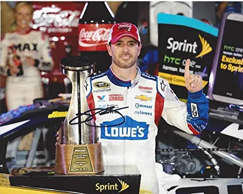 Autographed 2014 Jimmie Johnson #48 Team Lowes Racing Coca Cola 600 Race Win (Victory Lane Trophy) Hendrick Motorsports Signed Picture 8X10 Inch Nascar Glossy Photo With Coa 1