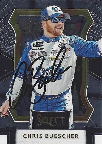 Autographed Chris Buescher 2017 Panini Select Racing Grandstand (Jtg Daugherty Team) Monster Cup Series Signed Nascar Collectible Trading Card With Coa 1