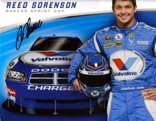 Autographed 2009 Reed Sorenson #43 Valvoline Racing Team (Petty Motorsports) Signed 9X11 Nascar Photo Hero Card With Coa 1