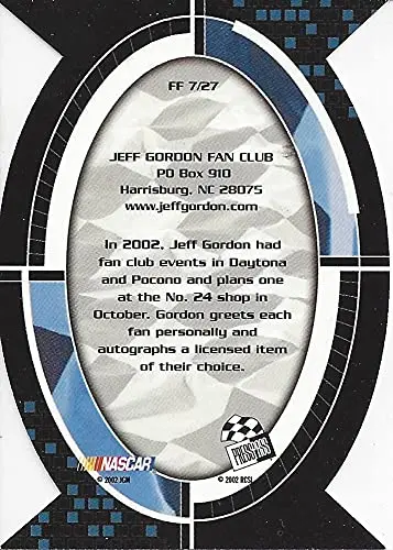 Autographed Jeff Gordon 2002 Press Pass Optima Racing Fan Favorite (#24 Dupont Team) Hendrick Motorsports Insert Diecut Signed Collectible Nascar Trading Card With Coa 2