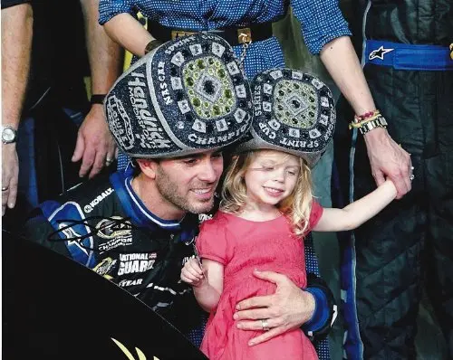 Autographed 2013 Jimmie Johnson #48 Lowes 6X Champion (Victory Lane With Daughter) 8X10 Signed Nascar Glossy Photo W/Coa 1