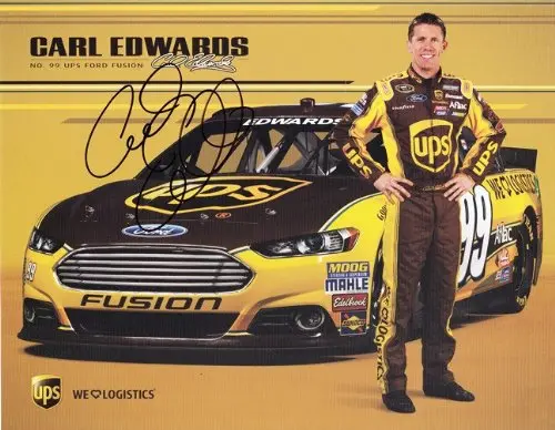 Autographed 2013 Carl Edwards #99 Ups Racing (Roush) 7X9 Signed Nascar Gen 6 Hero Card W/Coa 1