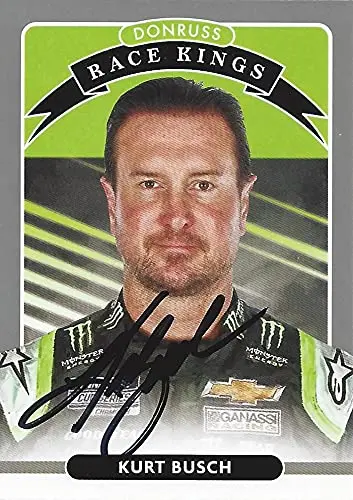 Autographed Kurt Busch 2021 Panini Donruss Race Kings (#1 Monster Team) Chip Ganassi Racing Monster Cup Series Gray Parallel Signed Nascar Collectible Trading Card With Coa 1