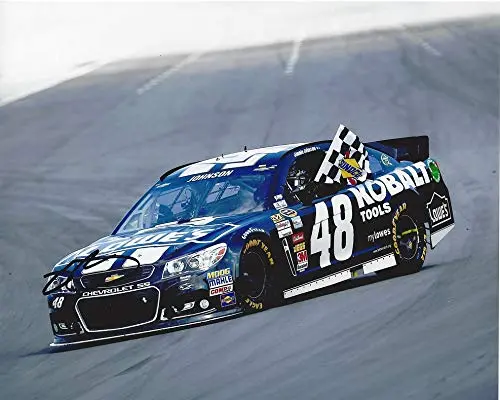 Autographed 2012 Jimmie Johnson #48 Kobalt Tools Racing Brickyard Race Win (Checkered Flag Victory Celebration) Hendrick Signed Picture 8X10 Inch Nascar Glossy Photo With Coa 1