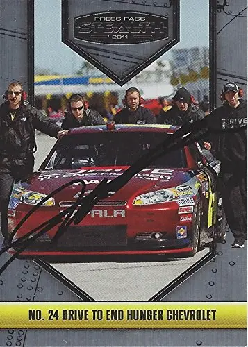 Autographed Jeff Gordon 2011 Press Pass Stealth Racing Pit Crew (#24 Drive To End Hunger Chevrolet Team) Hendrick Motorsports Signed Nascar Collectible Trading Card With Coa 1