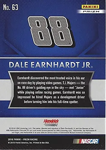 Autographed Dale Earnhardt Jr. 2016 Panini Prizm Racing Rare Prizm (#88 Nationwide Team) Hendrick Motorsports Sprint Cup Series Insert Signed Nascar Collectible Trading Card With Coa 2