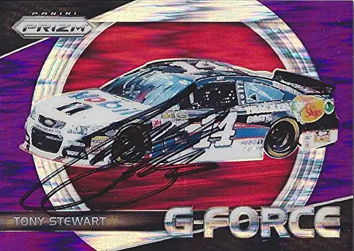 Autographed Tony Stewart 2018 Panini Prizm Racing G-Force (#14 Mobil 1 Team) Sprint Cup Series Purple Parallel Insert Signed Nascar Collectible Trading Card With Coa 1