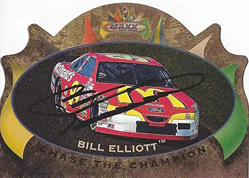Autographed Bill Elliott 1997 Upper Deck Maxx Racing Chase The Champion (#94 Mcdonalds Ford Thunderbird) Vintage Insert Diecut Signed Nascar Collectible Trading Card With Coa 1