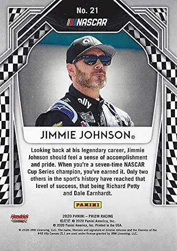 Autographed Jimmie Johnson 2020 Panini Prizm Racing 7X Champ (#48 Ally Team) Hendrick Motorsports Signed Nascar Collectible Trading Card With Coa 2
