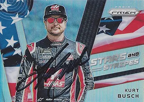 Autographed Kurt Busch 2018 Panini Prizm Stars & Stripes Rare Prizm (#41 Stewart-Haas Racing) Monster Cup Series Insert Signed Nascar Collectible Trading Card With Coa 1