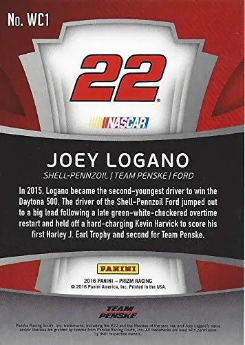 Autographed Joey Logano 2016 Panini Prizm Racing Winners Circle Daytona 500 Win (#22 Pennzoil Penske Team) Chrome Insert Signed Nascar Collectible Trading Card With Coa 2
