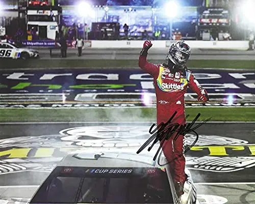 Autographed 2020 Kyle Busch #18 Skittles Zombie Team Texas Race Win (Victory Celebration) Joe Gibb Racing Nascar Cup Series Signed Picture 8X10 Inch Glossy Photo With Coa 1