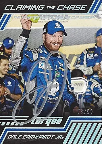 Autographed Dale Earnhardt Jr. 2017 Panini Torque Racing Claiming The Chase (Daytona Can-Am Duel Win) Insert Signed Nascar Collectible Trading Card #79/99 With Coa And Toploader 1