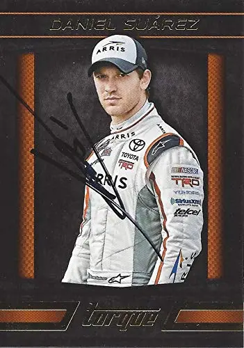 Autographed Daniel Suarez 2016 Panini Torque Racing (Joe Gibbs Arris Toyota Team) Nationwide Series Signed Nascar Collectible Trading Card With Coa 1