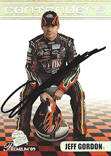 Autographed Jeff Gordon 2009 Press Pass Premium Racing Contenders (#24 Dupont Team) Hendrick Motorsports Signed Nascar Collectible Trading Card With Coa 1