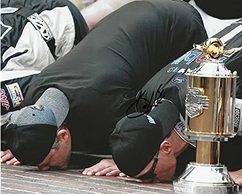 Autographed 2019 Kevin Harvick #4 Mobil 1 Racing Brickyard Indy Race Win (Kissing The Bricks) Nascar Cup Series Signed Picture 8X10 Inch Glossy Photo With Coa 1