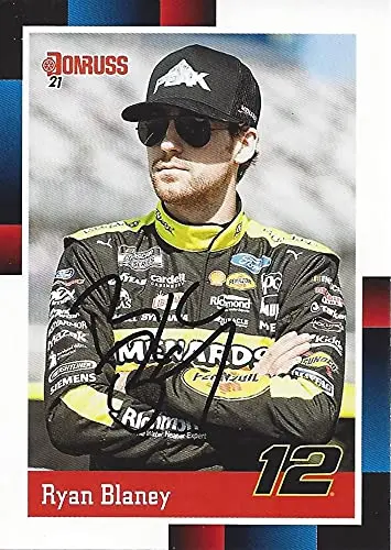 Autographed Ryan Blaney 2021 Panini Donruss Racing 1988 Retro (#12 Menards) Team Penske Nascar Cup Series Signed Collectible Trading Card With Coa 1