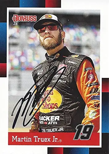 Autographed Martin Truex Jr. 2021 Panini Donruss 1988 Retro (#19 Bass Pro Shops Team) Joe Gibbs Racing Nascar Cup Series Signed Collectible Trading Card With Coa 1