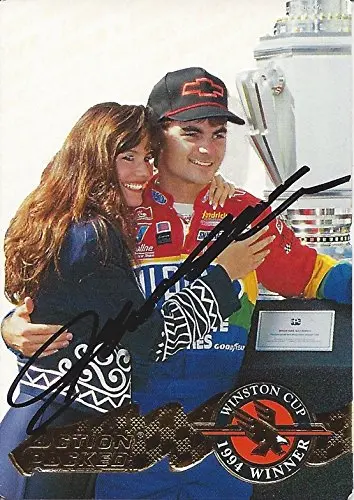 Autographed Jeff Gordon 1995 Action Packed Racing Inaugural Brickyard 400 Winner (Winston Cup Trophy) #24 Dupont Rainbow Hendrick Motorsports Vintage Signed Nascar Collectible Trading Card With Coa 1