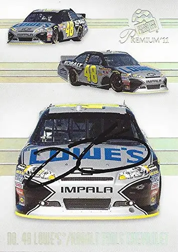 Autographed Jimmie Johnson 2011 Press Pass Premium Racing Machines (#48 Kobalt Tools Team) Hendrick Motorsports Signed Nascar Collectible Trading Card With Coa 1