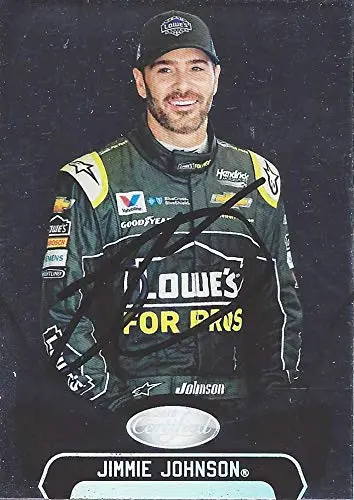 Autographed Jimmie Johnson 2018 Panini Certified Racing (#48 Lowes For Pros Team) Hendrick Motorsports Monster Cup Series Chrome Signed Nascar Collectible Trading Card With Coa 1