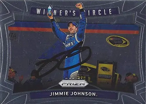 Autographed Jimmie Johnson 2016 Panini Prizm Racing Winners Circle (Atlanta Race Win) #48 Lowes Team Insert Signed Nascar Collectible Trading Card With Coa 1
