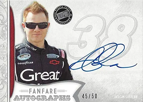 Autographed Jason Leffler 2011 Press Pass Fan Fare Racing Fanfare Autographs (#38 Great Clips) Busch Series Driver Signed Collectible Nascar Trading Card #45/50 1