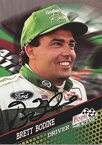 Autographed Brett Bodine 1994 Finish Line Racing (#26 Quaker State Ford) Winston Cup Series Vintage Signed Nascar Collectible Trading Card With Coa 1