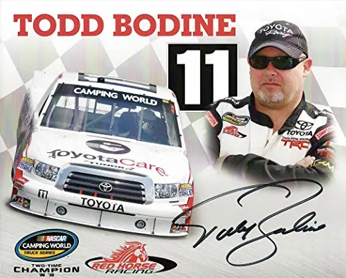 Autographed 2011 Todd Bodine #11 Red Horse Racing (2X Truck Champion) Signed Picture 8X10 Nascar Hero Card With Coa 1