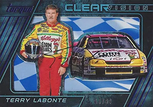 Autographed Terry Labonte 2016 Panini Torque Racing Clear Vision (#5 Kelloggs Team) Hendrick Motorsports Insert Signed Nascar Collectible Trading Card With Coa #67/99 1