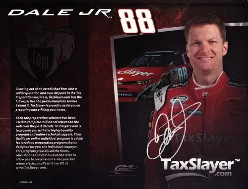 Autographed 2013 Dale Earnhardt Jr. #88 Tax Slayer (Nationwide Series) Signed 9X11 Inch Nascar Hero Card Photo With Coa 1
