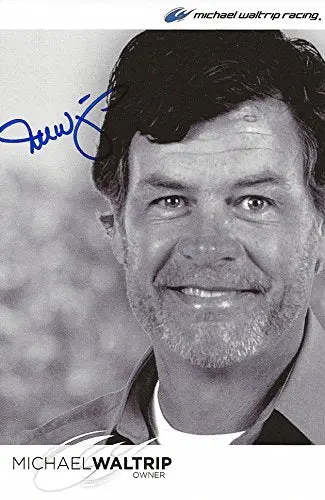 Autographed 2014 Michael Waltrip #55 Mwr Michael Waltrip Racing (Car Owner) Black & White Signed 4X6 Nascar Photo Hero Card With Coa 1
