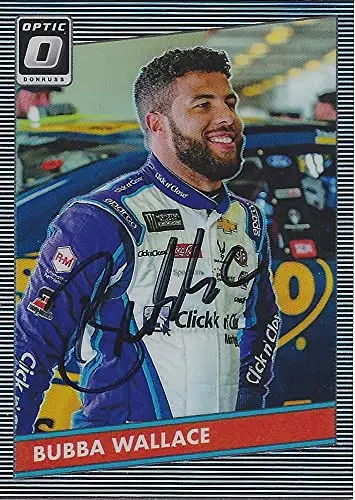 Autographed Bubba Wallace 2019 Panini Donruss Racing Optic (#43 Click N Close Team) Richard Petty Motorsports Monster Cup Series Signed Collectible Nascar Trading Card With Coa 1