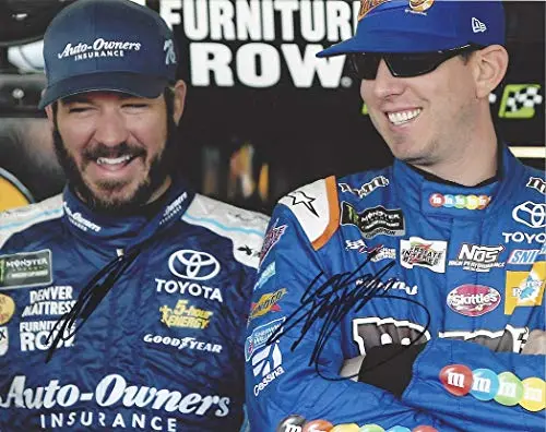 2X Autographed Kyle Busch & Martin Truex Jr. 2018 Joe Gibbs Racing Future Teammates (Garage Area Chat) Monster Energy Cup Series Signed Collectible Picture 8X10 Inch Nascar Glossy Photo With Coa 1