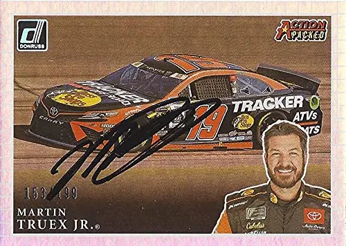 Autographed Martin Truex Jr. 2020 Panini Donruss Action Packed (#19 Bass Pro Shops) Joe Gibbs Racing Nascar Cup Series Rare Insert Signed Collectible Trading Card With Coa #159/199 1
