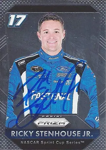Autographed Ricky Stenhouse Jr. 2016 Panini Prizm Racing (#17 Fastenal Team) Roush Fenway Ford Chrome Signed Nascar Collectible Trading Card With Coa 1