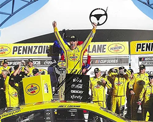 Autographed 2020 Joey Logano #22 Pennzoil Racing Las Vegas Race Win (Pennzoil 400) Victory Lane Celebration Signed Picture 8X10 Inch Nascar Glossy Photo With Coa 1