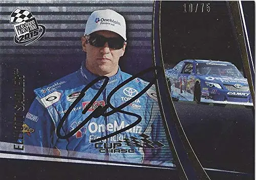 Autographed Elliott Sadler 2015 Press Pass Racing Rare Cup Chase Edition (#11 Nationwide Series) Gold Insert Signed Nascar Collectible Trading Card With Coa #10/75 1