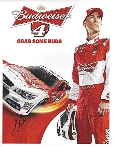 Autographed 2014 Kevin Harvick #4 Budweiser Chevrolet Team Grab Some Buds (Stewart-Haas Racing) Sprint Cup Series Signed Collectible Picture 9X11 Inch Nascar Official Hero Card Photo With Coa 1