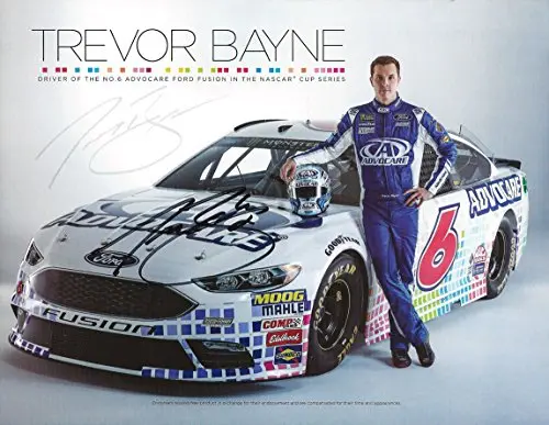Autographed 2017 Trevor Bayne #6 Advocare Ford Team (Roush Racing) Monster Energy Cup Series Signed Collectible Picture 9X11 Inch Nascar Hero Card Photo With Coa 1