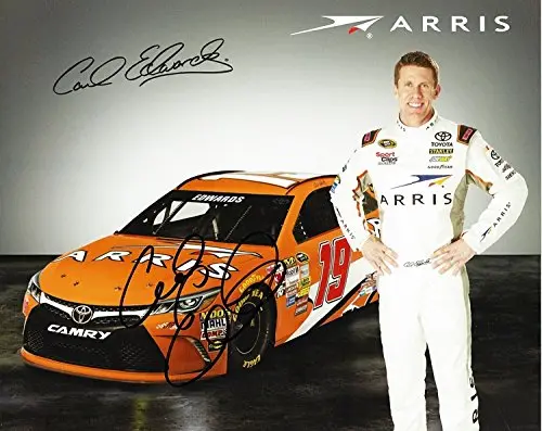 Autographed 2015 Carl Edwards #19 Arris Racing Team (Gibbs) Signed Promo 8X10 Nascar Hero Card With Coa 1